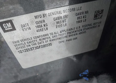 2016 Chevrolet Malibu 1Lt из США, поврежденный, VIN 1G1ZE5ST3GF205535